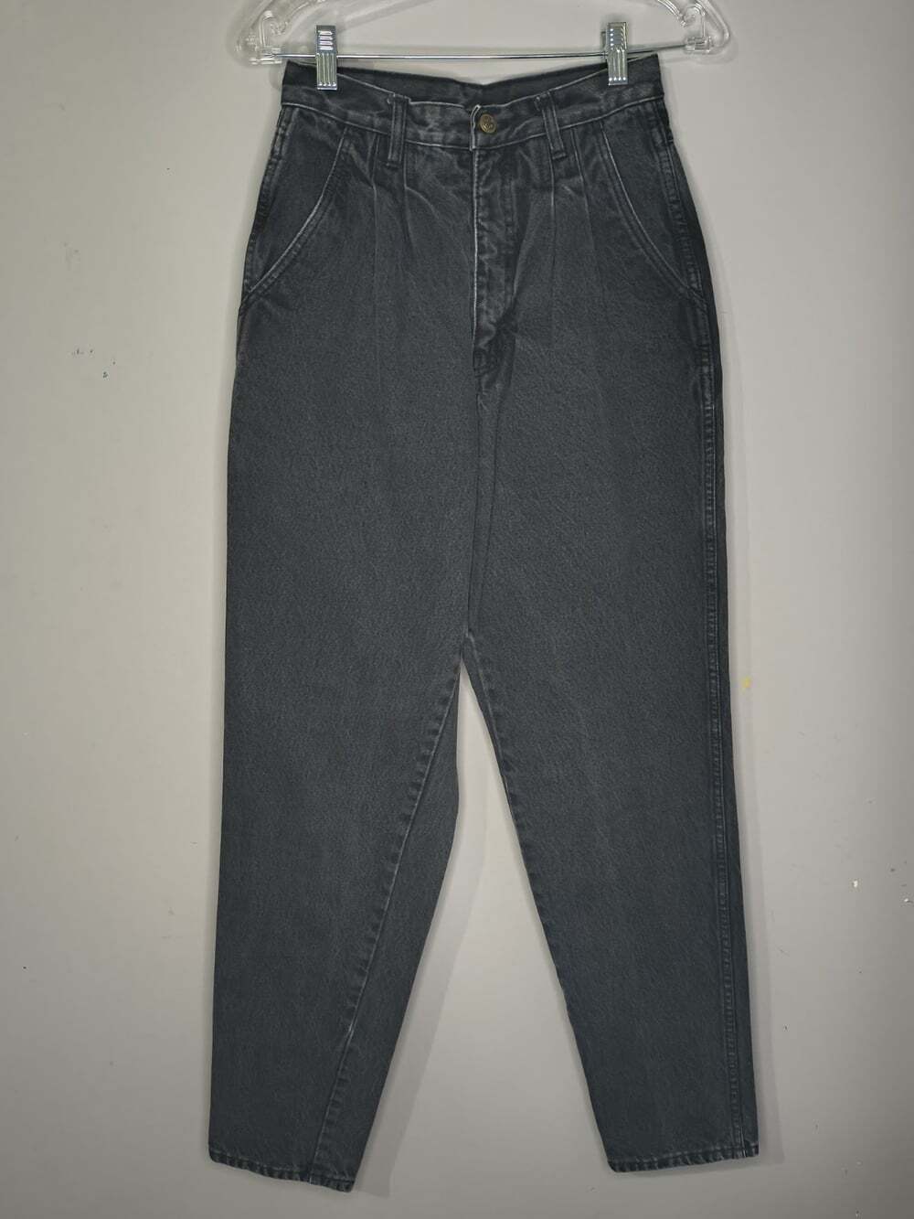 Vintage Bin Blais High Rise Pleated Faded Black Mom Jeans Size 8L 100% Cotton